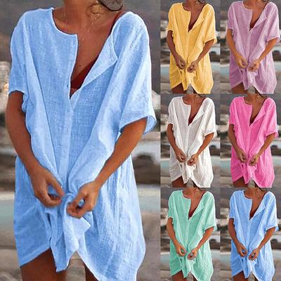 Abiti primaverili ed estivi, taglie forti, alla moda, da donna, casual, a maniche corte, da spiaggia, vestaglia, da donna, da bagno, copricostume
