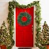Artificial Pine Needle Wreath Faux Xmas Green Pine Hanging Wreath for Front Door Home Decor