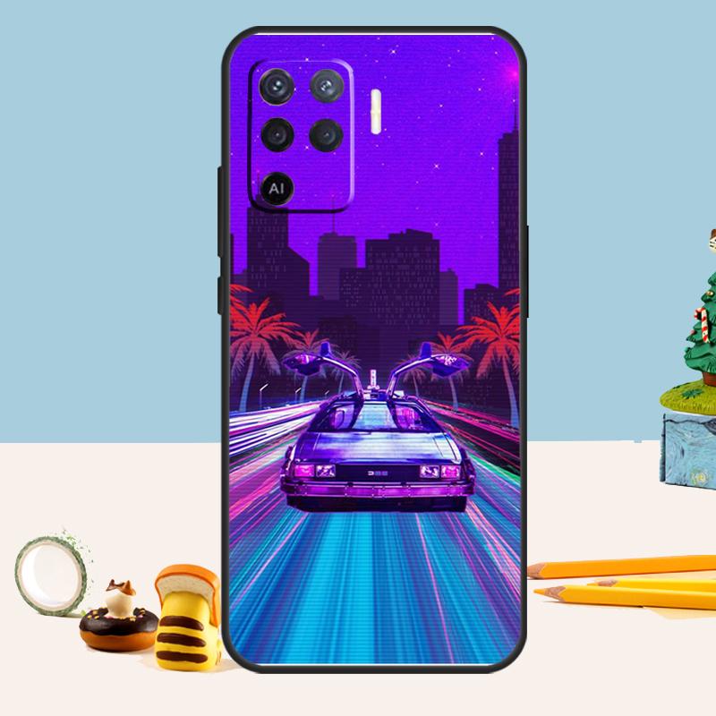 Synthwave 80s Retro Car Case For Oppo A76 A96 A16 A17 A57 A60 A40 A80 A18 A38 A58 A78 A98 A15 A54 A74 A94 A6 A5 Pro