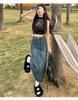 2024 Women's High-Waisted A-Line Denim Skirt with Split: Retro Long Skirt for Spring and Autumn
