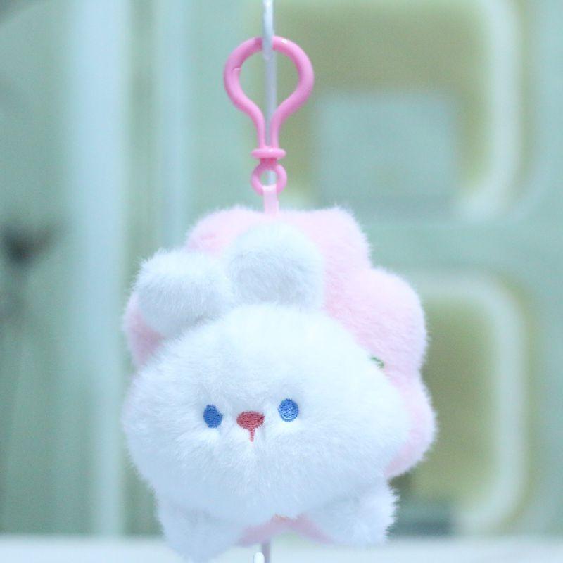 Creative Plush Animal Keychain Soft Fluffy Rabbit Doll Keyring For Purses And Bags