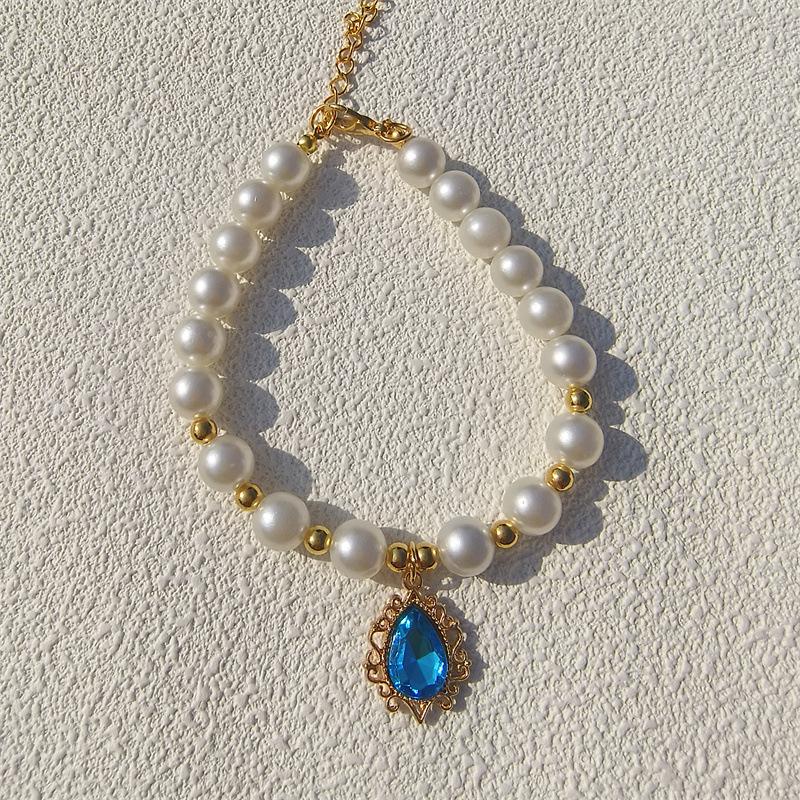 New Love Pendant Pearl Beaded Pet Necklace Versatile Accessories Handmade Cat and Dog Collar
