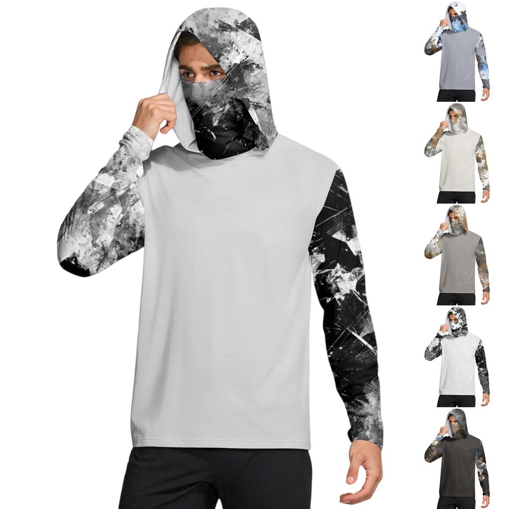 Herreskjorte med maske Lett Langermet Hettegenser Vandring Fiske Ytelse