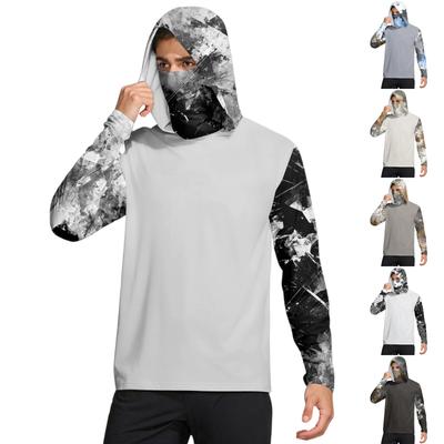 Camisa para hombre con máscara ligera de manga larga con capucha para senderismo, pesca, rendimiento