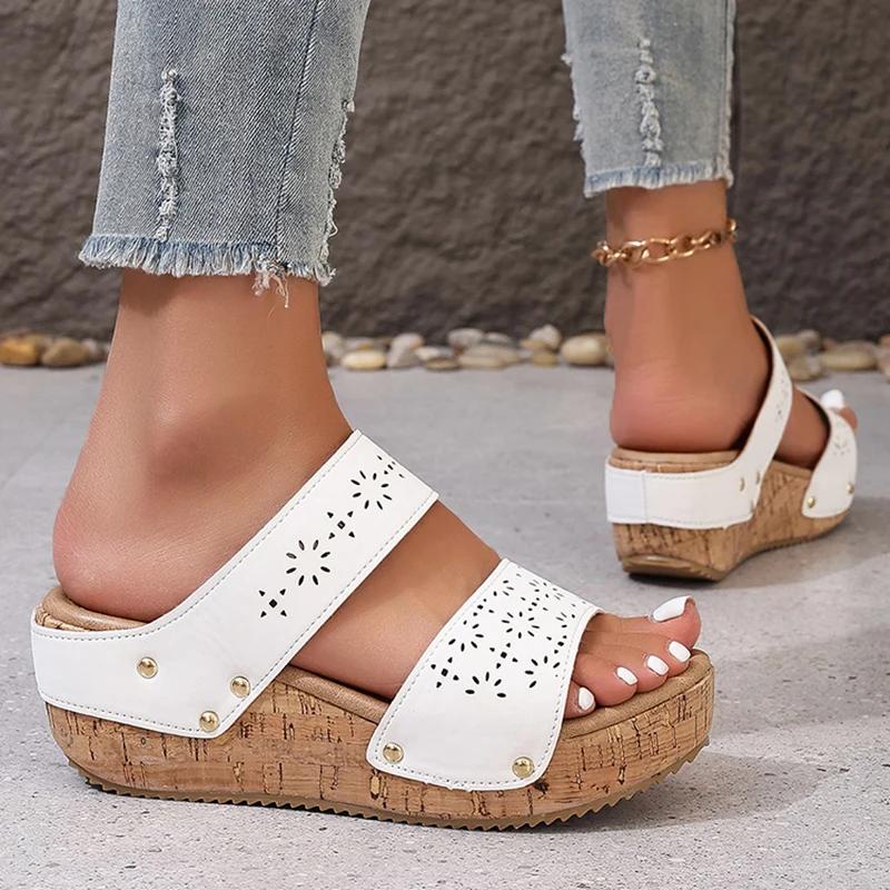 Fashion 2025 Summer Platform Wedges Sandals Women Vintage Hollow Out Thick Bottom Slippers Woman Comfortable Non Slip Rome Shoes Female