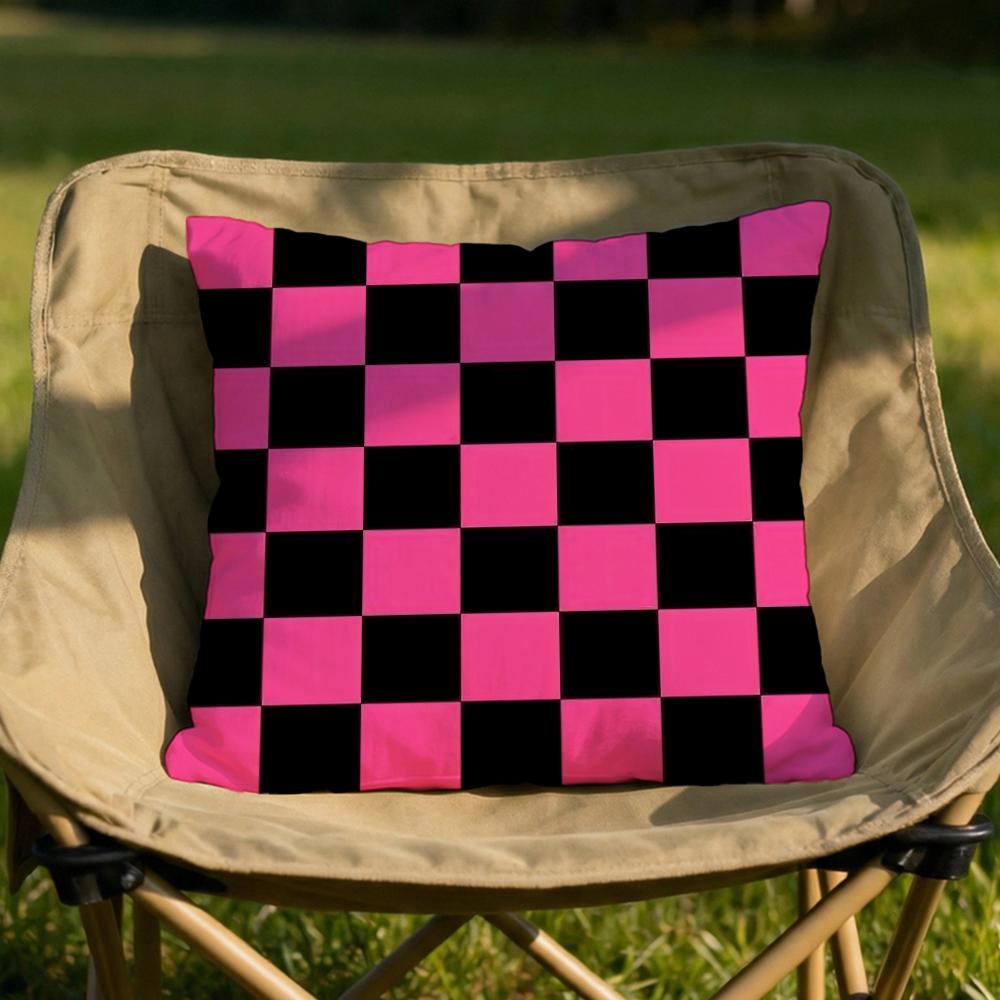 Classic Checkered Square Cushion Cover Soft Reversible  Durable Pillow Cover  MultiScene Use for Home  Car Daily Comfort