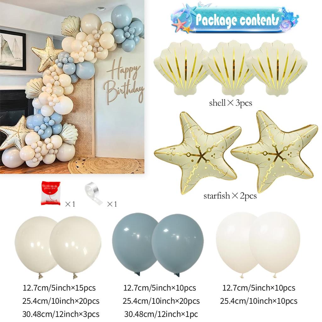 Geburtstagsdekorationsballons im Meeres-Thema, Seestern-Ballons, für Babypartys, Geschlechtsenthüllungen, Geburtstagsdekorationsballons