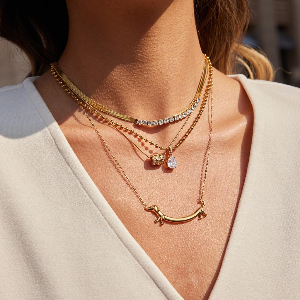 Yori Small Waterproof Stainless Steel Dachshund Pendant Necklace Unique Classic Fashion Jewelry Bijoux Femme
