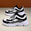 2025 Chunky Sneakers Men Mesh Leather Platform Shoes Mixed Colors Lace-Up Lady Trendy Trainers Thick Sole Men Casual Shoes