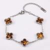13mm Four Leaf Clover Bracelet Non Fading Double Sided Lucky Fritillaria Fashion Premium Silver
