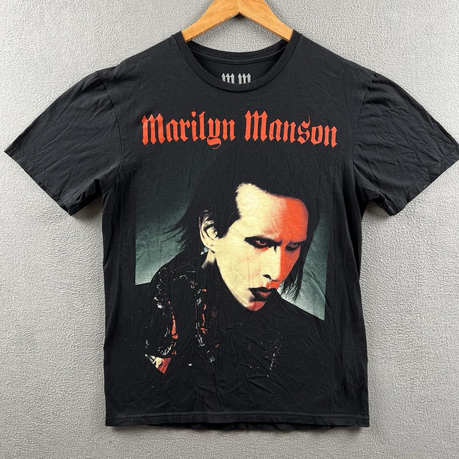 Marilyn Manson Shirt Mens Medium Black World Tour 2025 Concert Band Tee AOP Unisex T-Shirt XXL