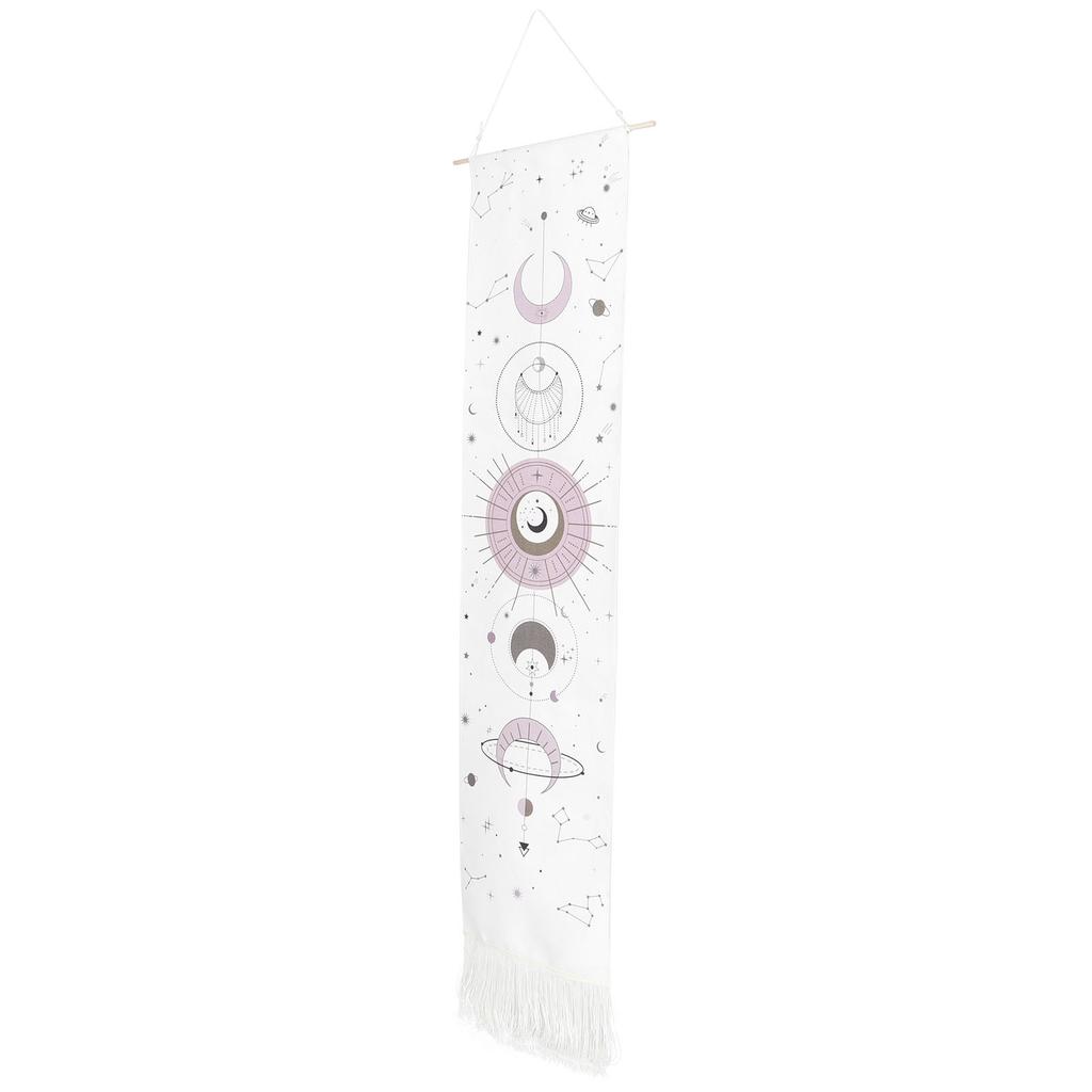 Moon Phase Cycle Tapestry Wall Hanging Art Decors Handcraft for Home Bedroom Ornament(White )