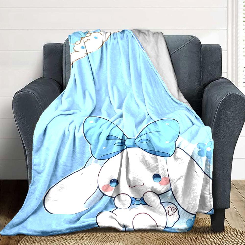 1pc rabbit bow blanket Lightweight Flannel Throw for Sofa Bed Travel Camping Livingroom Office Couch Chair