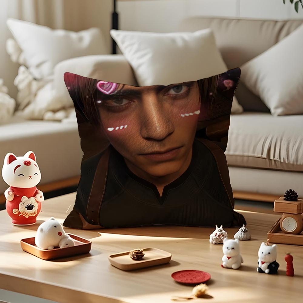 Heart Pink Leon KKennedy Cushion Cover Silky Short Plush with Invisible Zipper Dustproof Sofa Pillow Cover for Home Decor