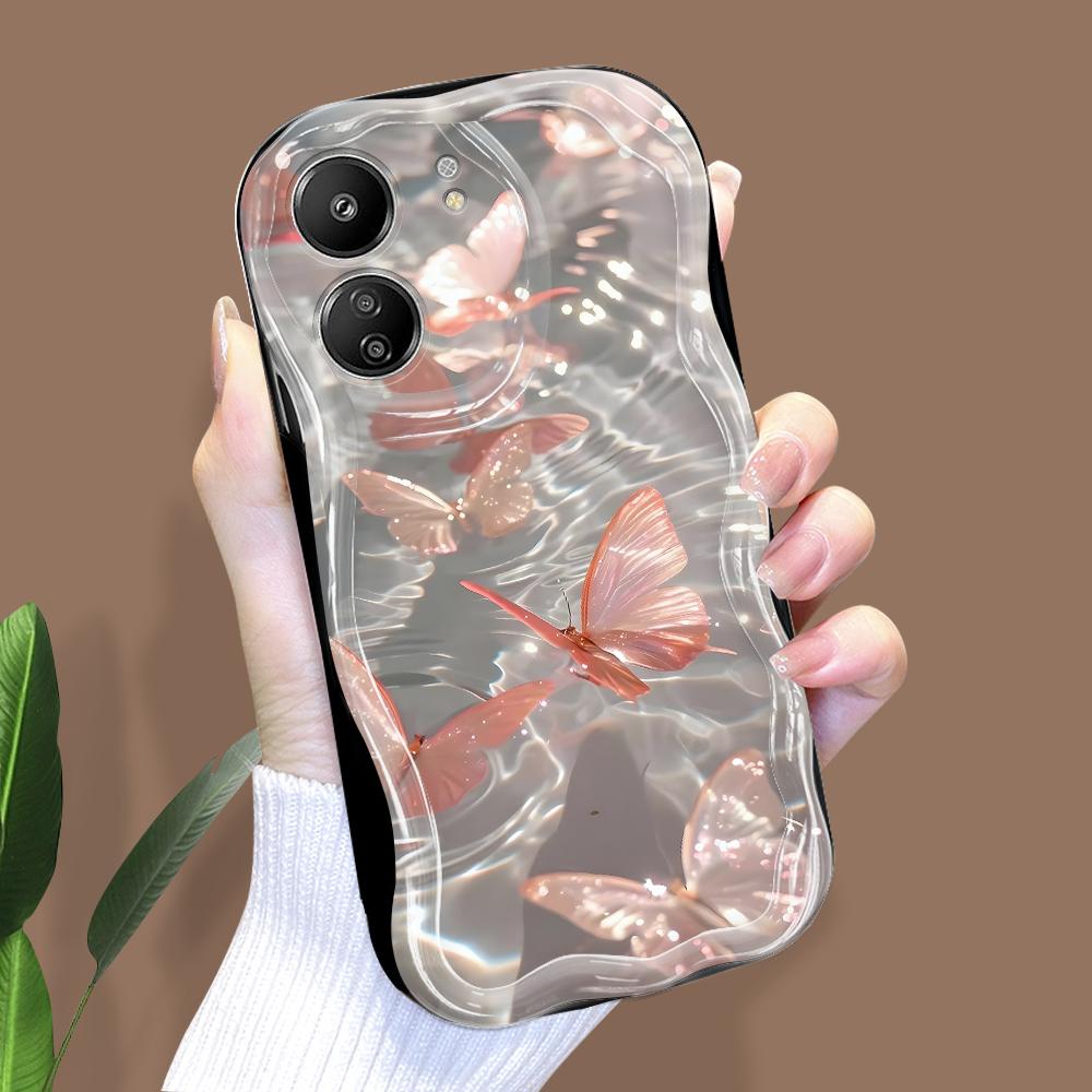 Aranyos rajzfilm mintás krém textúrájú ház Hullámos szélű puha szilikon borítós telefontok Xiaomi Redmihez
