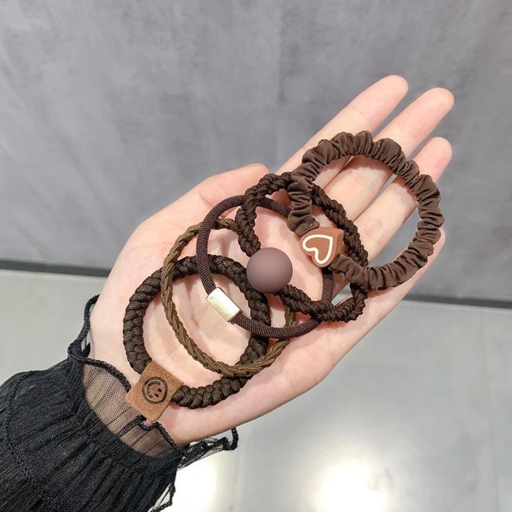 

Набор из 20 резинок для волос в стиле бохо для женщин - милые, милые браслеты, безвредные резинки для тонких/жестких волос, идеально подходят для хвостиков 5PCS кофейный