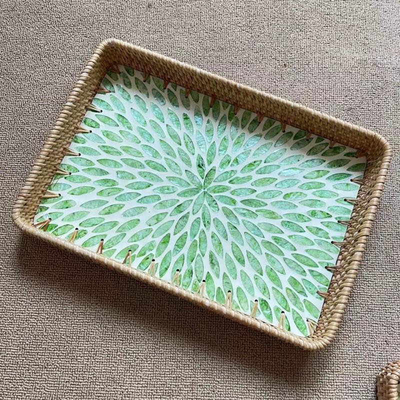 Handwoven Rattan Shell Tray