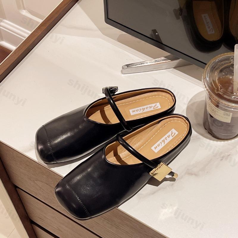 Fashion Women Slippers 2025 New Summer Square Toe Ladies Mules Sexy Sandal Slippers Female Fashion Woman Sandals Non Slip Flat Shoes