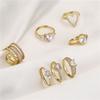 HECHENG,Liebesherz-Ring,Kreative Süße Herzringe für Damen, Geometrischer Zirkon Kupfer Offener Ring Vintage 18 Karat Gold plattiert Zirkon