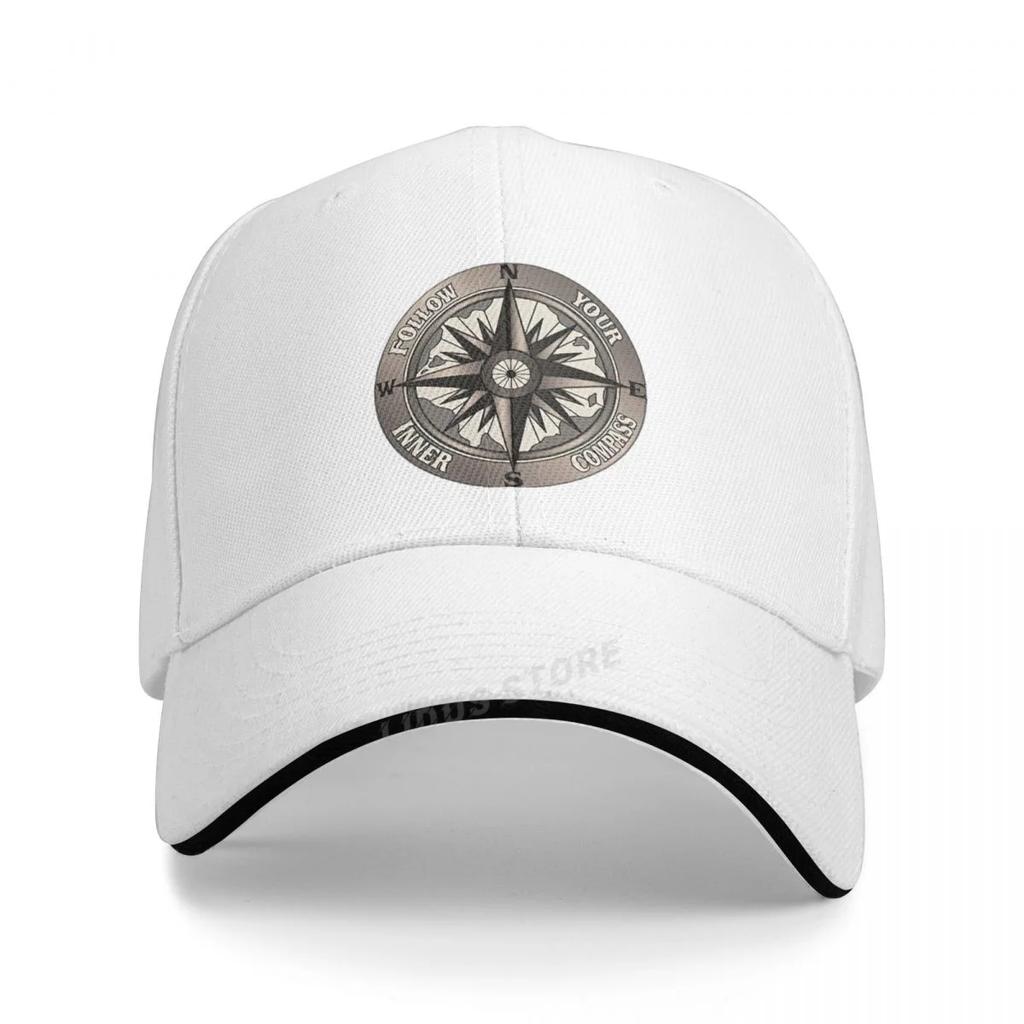 Baseballkappe mit Aufdruck „Follow Your Inner Compass“, modisch, für den Sommer, für Herren und Damen, verstellbar, mit Kompass