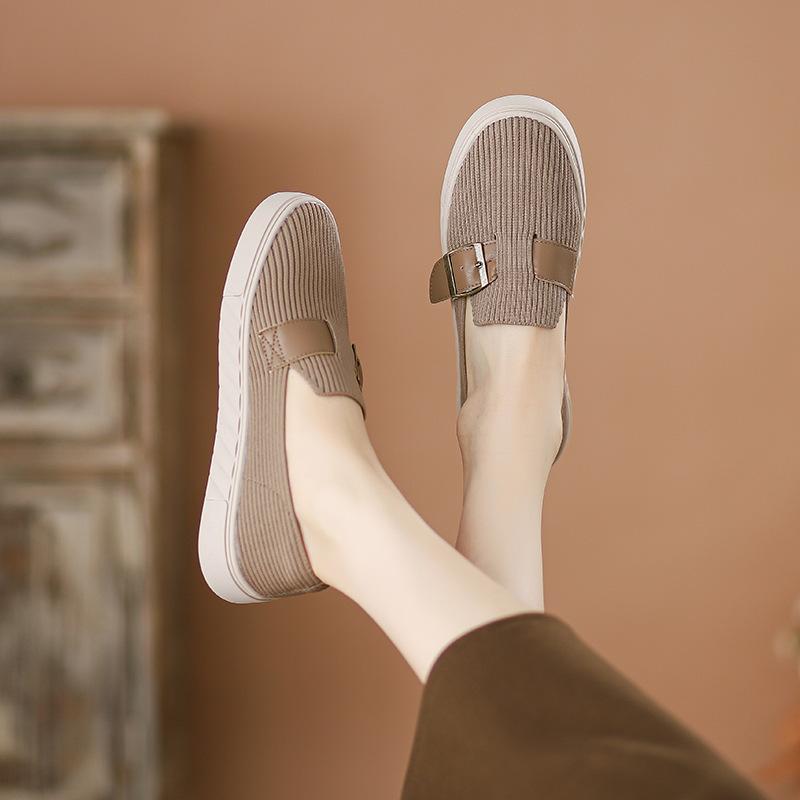 New fisherman round head thick-soled one-pedal casual shoes flat-soled fly-woven thin single shoes 34 хаки 3386₽