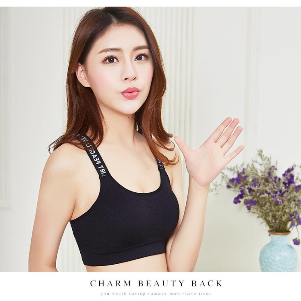 Summer English Alphabet Seamless Chest Wrap Sports Tube Top with Massage Chest Pad Sexy Off-the-shoulder Back Anti-light Vest