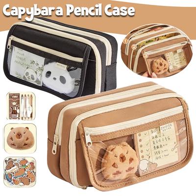 Capybara Pencil Case Cartoon Pen Bag Large Capacity Students Girls Boy School Stationery Storage Kids Kawaii Pen Box Case
