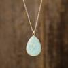 Hot-selling simple natural stone water drop pendant copper-plated real gold necklace couple daily jewelry gifts