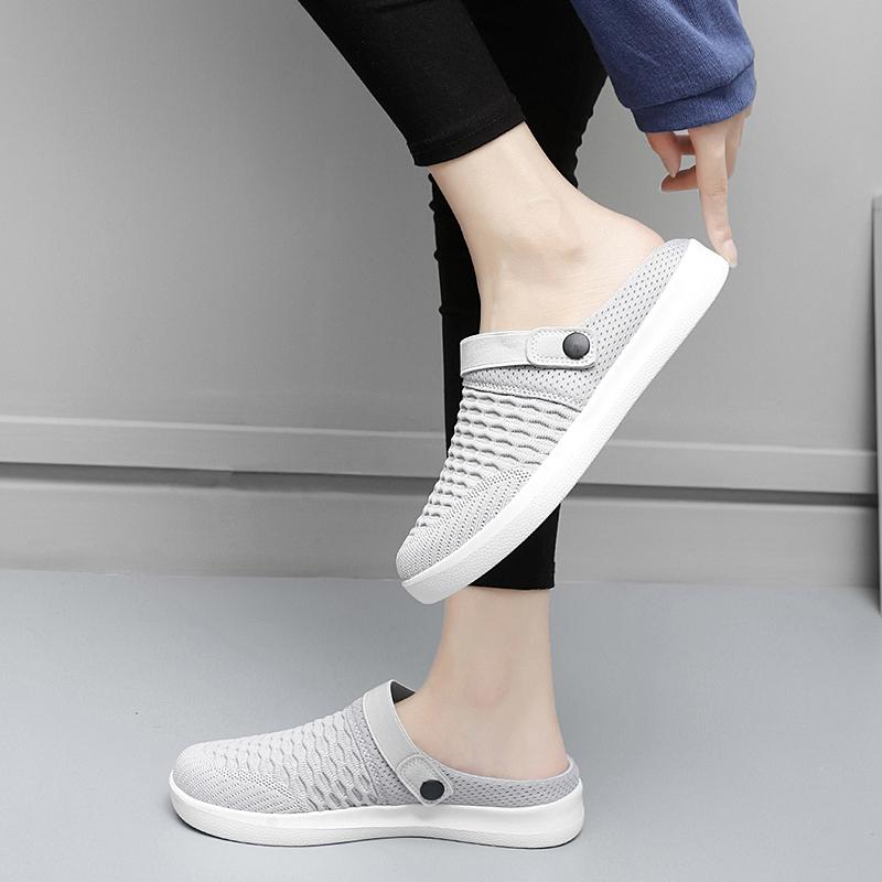 Women Slippers Casual Men Color Sandals Backless Summer Slip On Clogs Black Lightweight Couple Beach Shoes Large Size