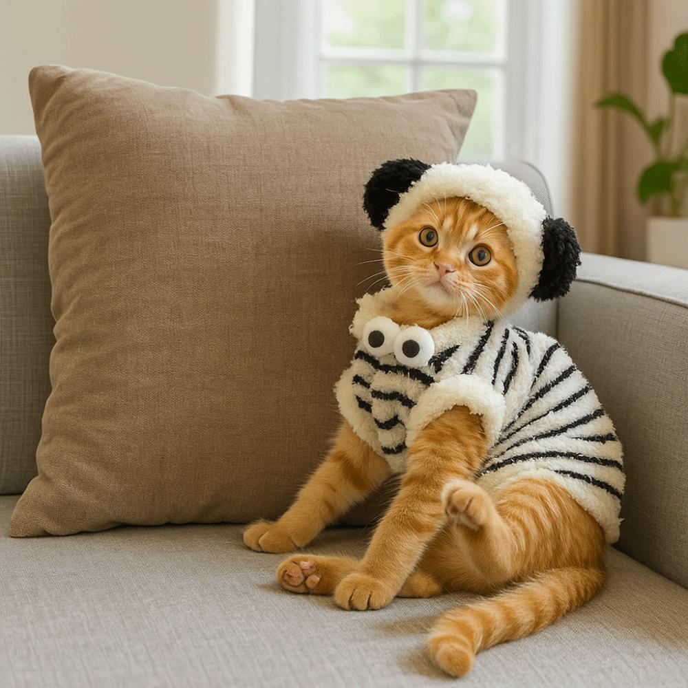 Süßer Warmer Winter Haustierpullover Verdickter Winddichter Ärmelloser Katzenmantel Weiche Bequeme Haustier-Baumwolljacke für Katzen und Hunde