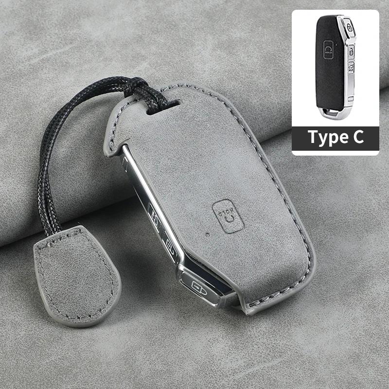 

5 Buttons Leather Car Key Case Cover Shell for Kia Telluride Telluride SX 2026 Sportage R 2026 K5 GT Line 2026 Seltos 2020