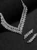 3-teiliges Damen-Minimalistisch-Leicht-Luxus-Zirkon-Set, Geometrische Kegel-Strass-Halskette, Ohrringe, Bankett-Hochzeitskleid-Accessoires