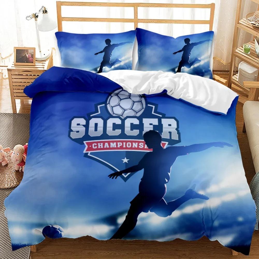 Football Duvet Cover Set Soccer with Fire Abstract Concept Art Design Ball Bedding Set Double Queen King Polyester Qulit Cover