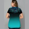 Dámská móda Květinový potisk Krátký rukáv Halenky Topy Trička Plus Size 6XL