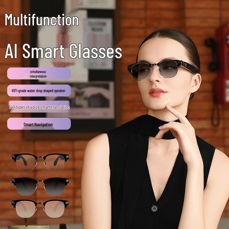 KI Intelligente Bluetooth-Brille: Multifunktional, Blaulichtfilter, mit Kamera, Navigation, Anrufen, Übersetzung und Sonnenbrille