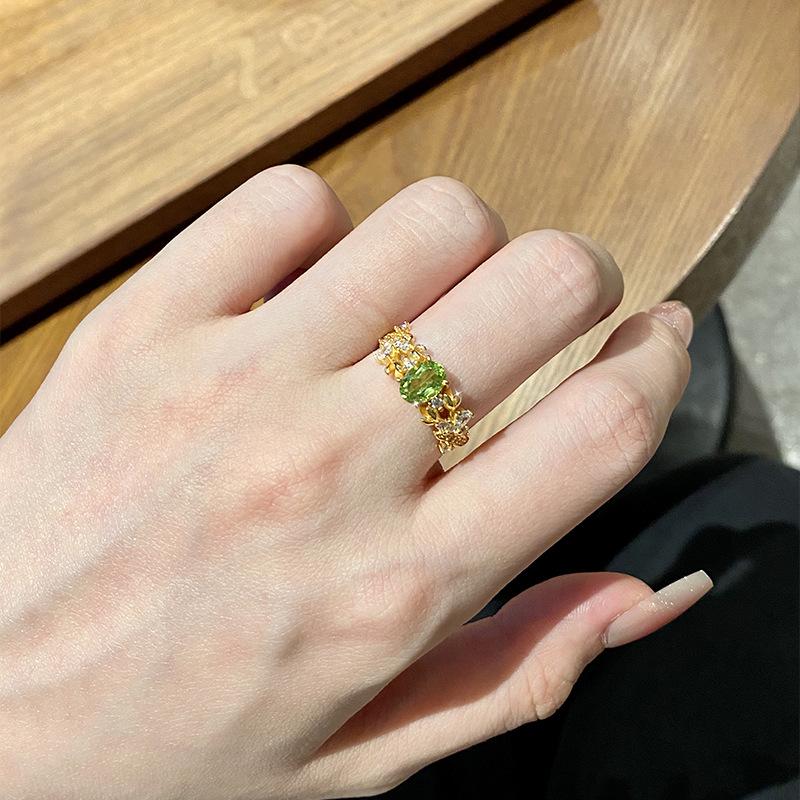 Bauhinia Sterling Silver S925 Ring Women's Natural Color Treasure Crystal Stone High-grade Light Luxury Jewelry Women