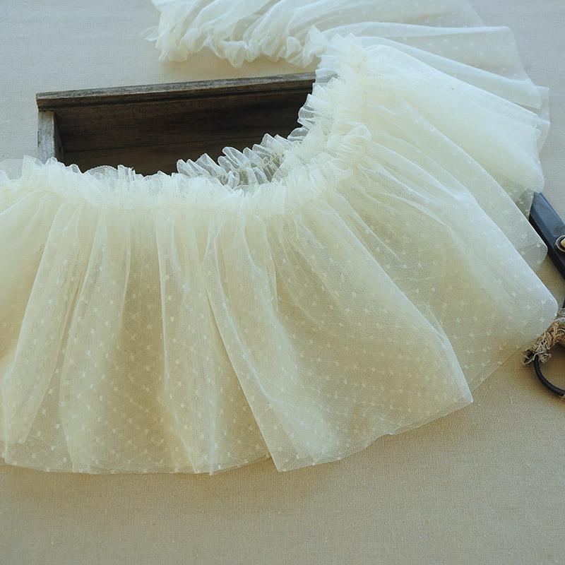 Trend DIY Weiten Mesh-Garn Bestickter Punkt Tüllspitze Stoff Für Damen Kinderkleidung Flauschiger Rock Unterteile Besatz Accessoires