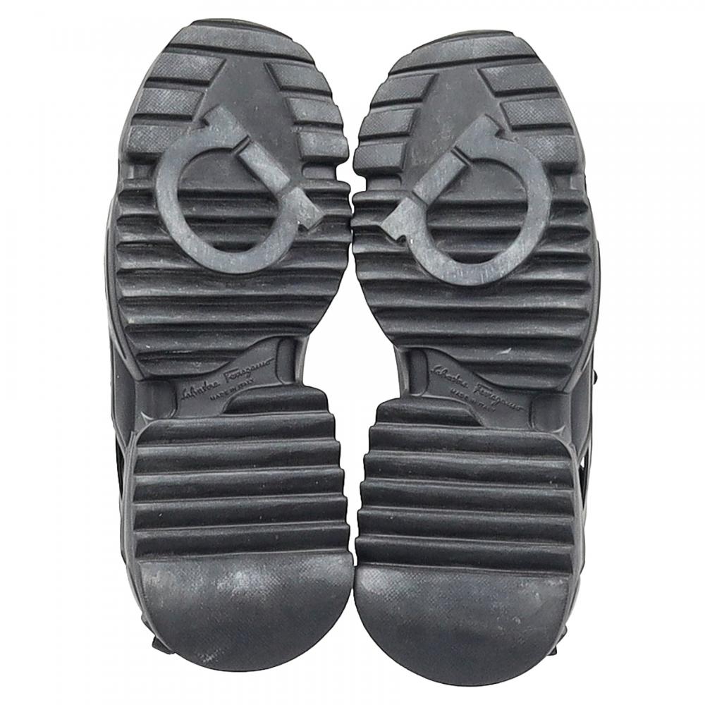 Salvatore Ferragamo RaInTop Low Top Sneakers In Black Mixed Media Black