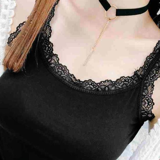 Women Lace Trim Camisole Tank Tops Set | Breathable Stretchy Sleeveless Layering Tops | Black White Grey Basic Undershirt Elegant Camis