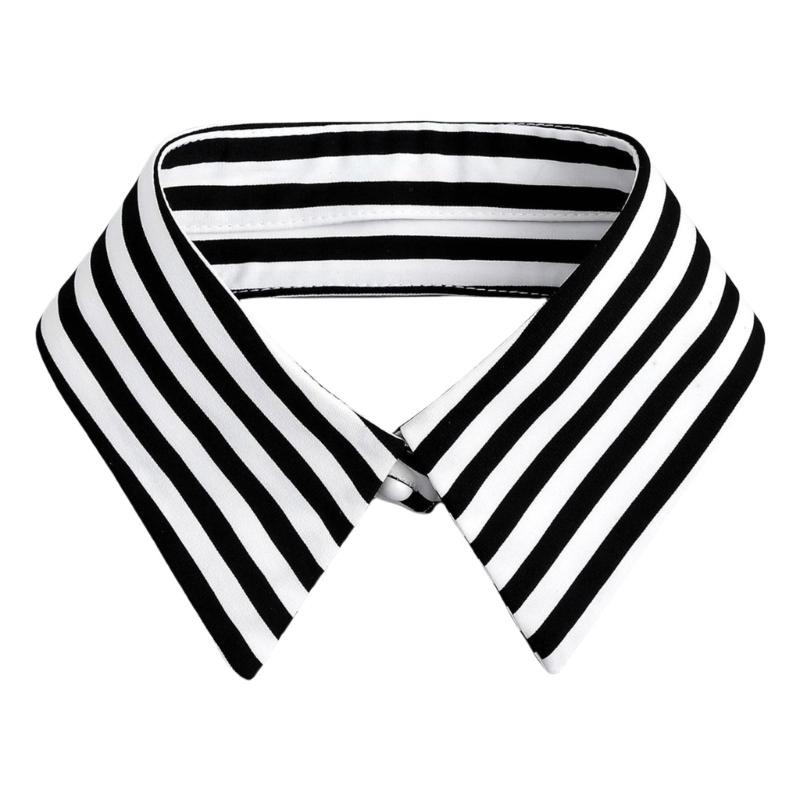 

Black White Striped Lapel False Collar Detachable Blouse Faux Half Shirt Collar Decorative Necklace Choker Neckwear