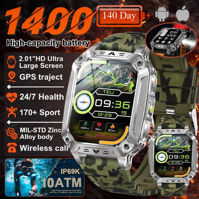 New 1400mAh Battery Smart Watch GPS Path Bluetooth Call 10ATM Waterproof Swim Sport Run Hiking Outdoors Military Smartwatch