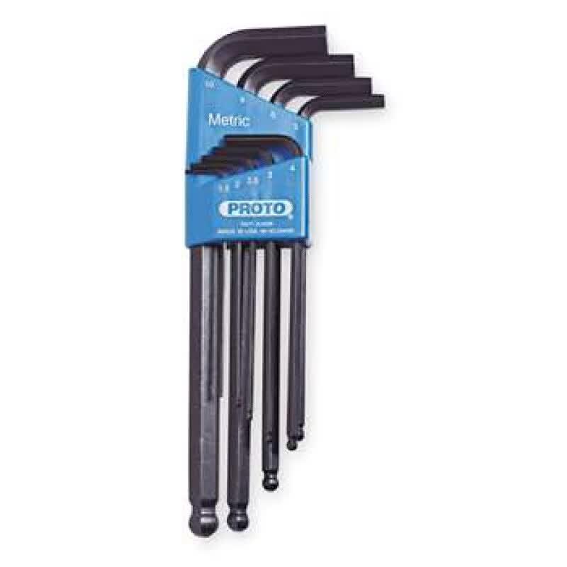 PROTO J4996 9-Piece Metric Ball End Hex Key Wrench Set 9-Piece Set