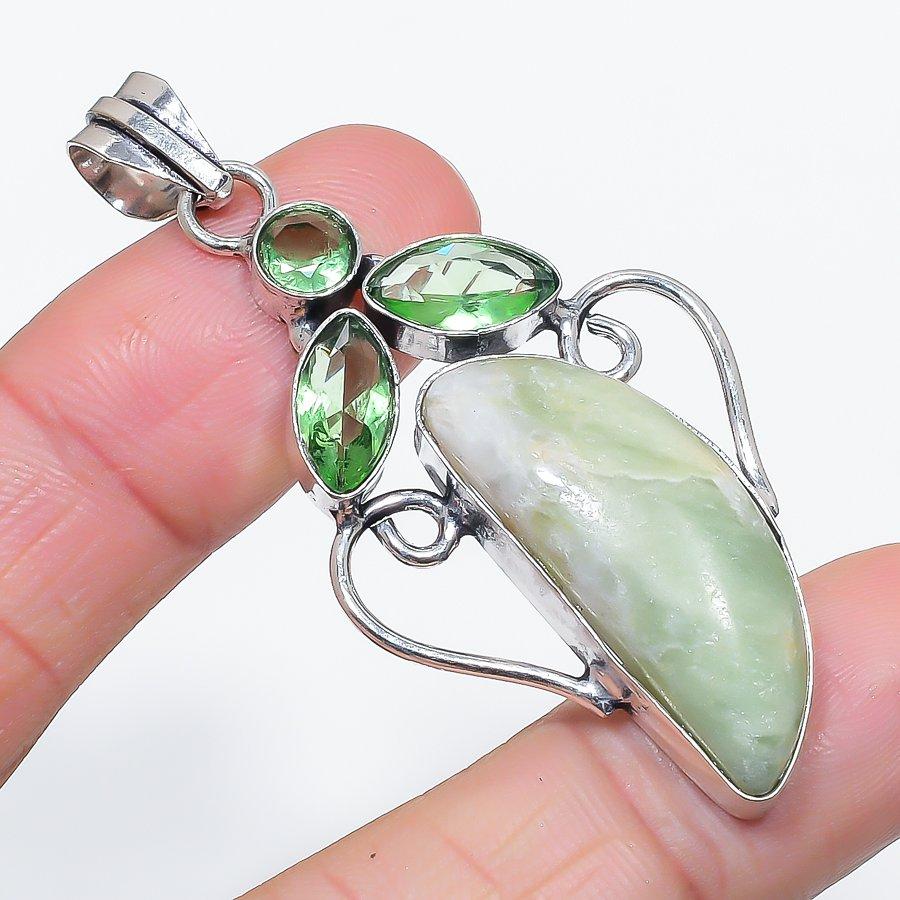 

Натуральный швейцарский зеленый опал, цаворит, подвеска из стерлингового серебра 925 пробы 2,36 d7F29