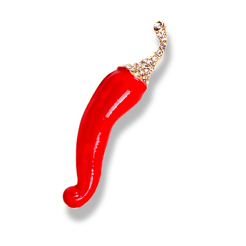 

New Chili High-end Vegetable Series Oiled Brooch 5*10CM