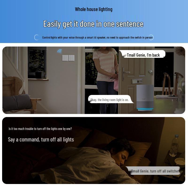 WiFi Smart Home Touch Switch with Alexa Voice Control, European Standard 86 Panel, Mobile Remote Operable