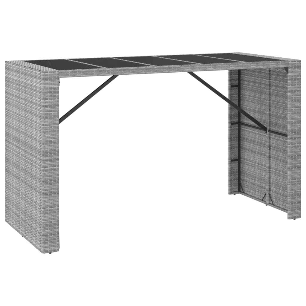 9 piece Garden Bar Set with Cushions Gray Poly Rattan
