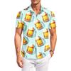 Men's Casual Loose Fit Short Sleeve Shirt with Festival Printed Pattern Button Down Design for Everyday Wear