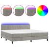 VidaXL Sommier à Lattes de Lit avec Matelas et LED, Lit Rembourré avec Tête de Lit, Lit Double, Lit Adulte de Chambre, 3134543