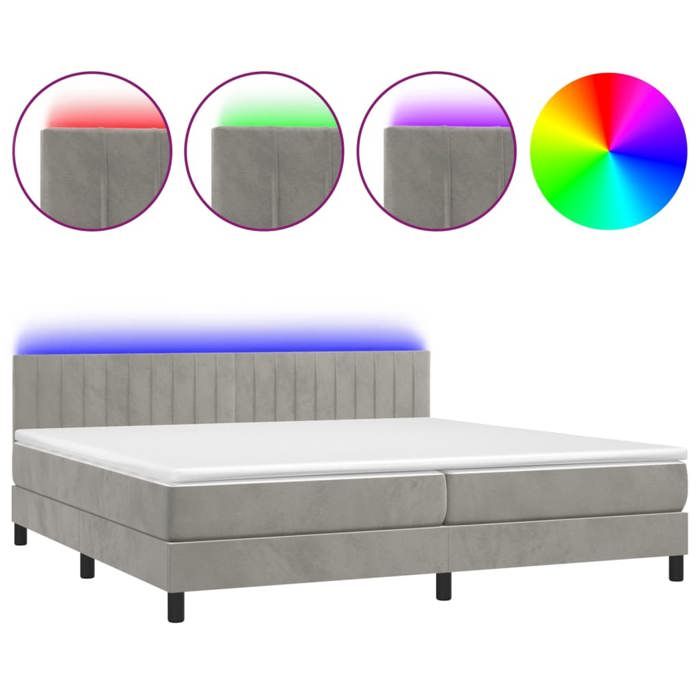 VidaXL Sommier à Lattes de Lit avec Matelas et LED, Lit Rembourré avec Tête de Lit, Lit Double, Lit Adulte de Chambre, 3134543