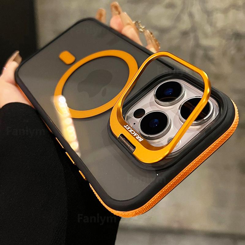 NEW For Magsafe Bicolor Magnetic Case For iPhone 16 15 14 13 12 11 Pro Max Plus Translucency Matte Transparent Stand Cover